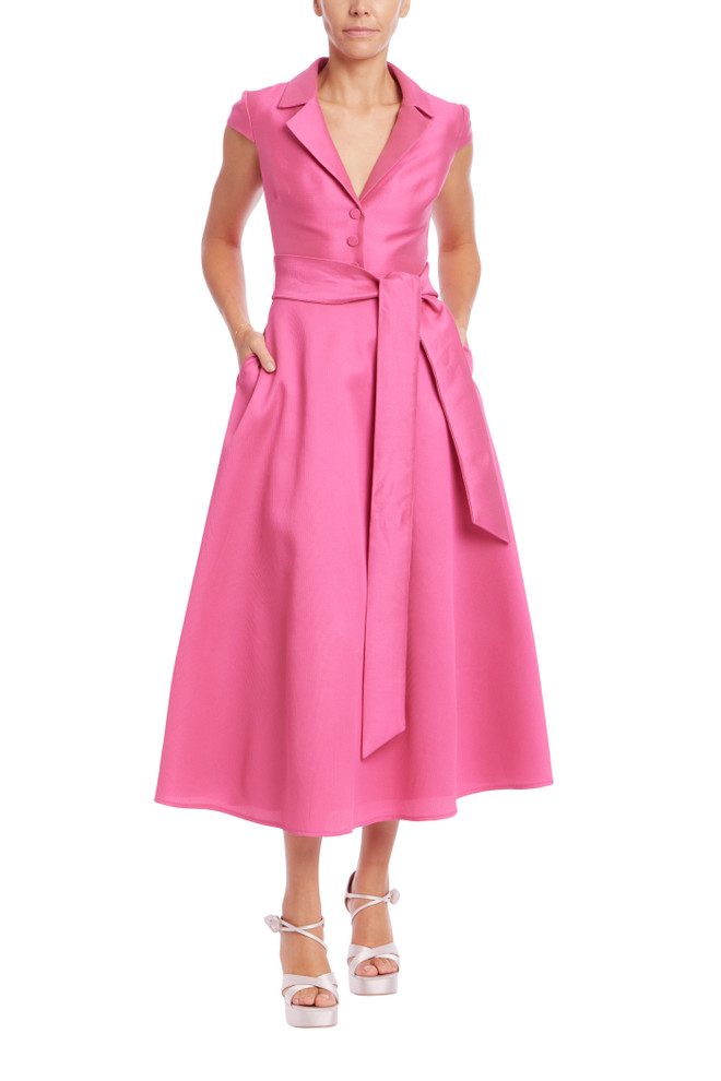 Badgley Mischka Cap Sleeve Fit And Flare Midi Dress