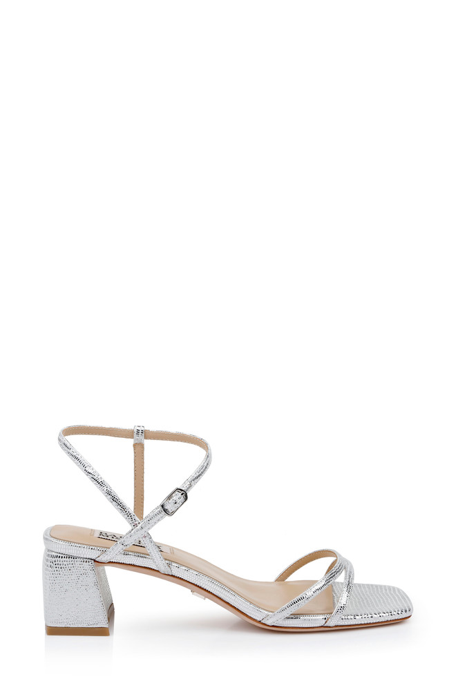 Badgley Mischka Carlota Textured Block-Heeled Sandals