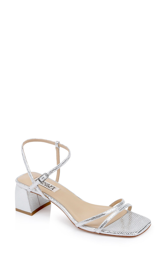 badgley mischka Carlota Textured Block-Heeled Sandals