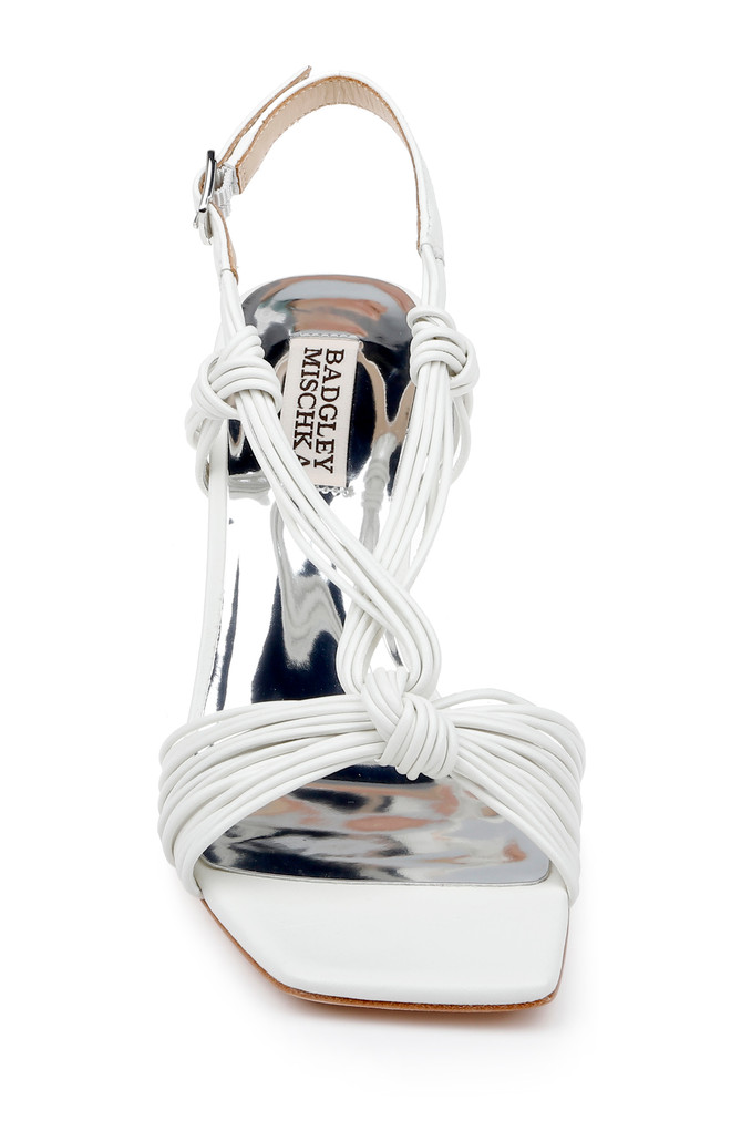 Badgley Mischka Carmine Leather Knot-Detail Slingback Sandal