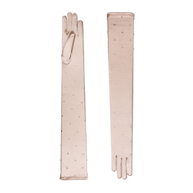 badgley mischka Chrysanthi Crystal Satin Opera Glove