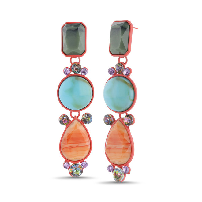 badgley mischka Colorful Drop Earrings with Multi-Shaped Stones