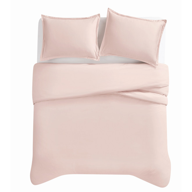 Badgley Mischka Cotton Sateen Blush 3 Piece Duvet Set