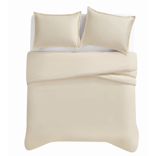 Badgley Mischka Cotton Sateen Tan 3 Piece Duvet Set
