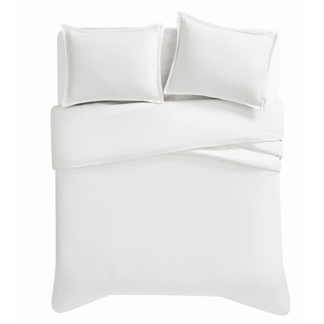 Badgley Mischka Cotton Sateen White 3 Piece Duvet Set