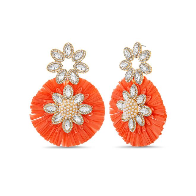 badgley mischka Crystal-Embellished Raffia Earrings
