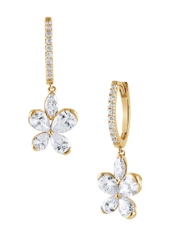 Badgley Mischka Diamond Butterfly Drop Hoop Earrings