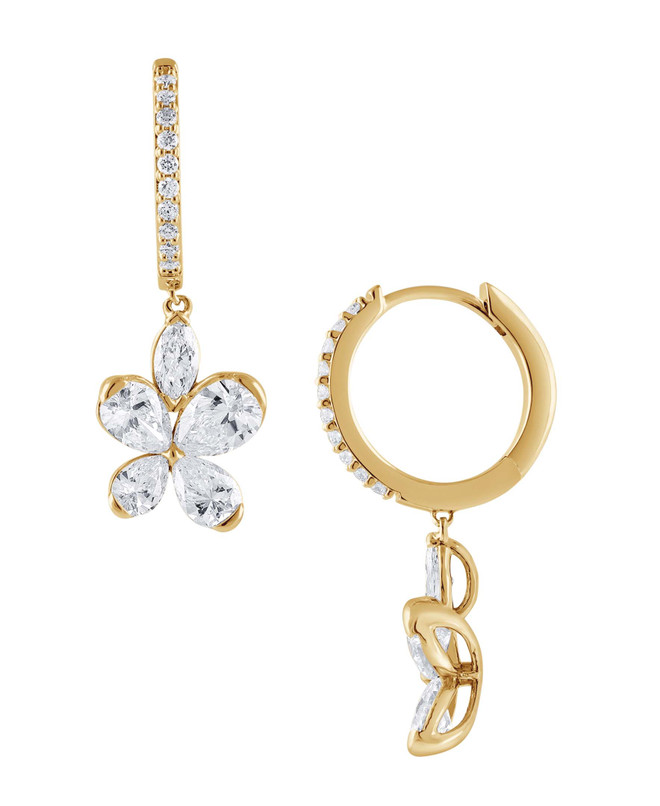 Badgley Mischka Diamond Butterfly Drop Hoop Earrings