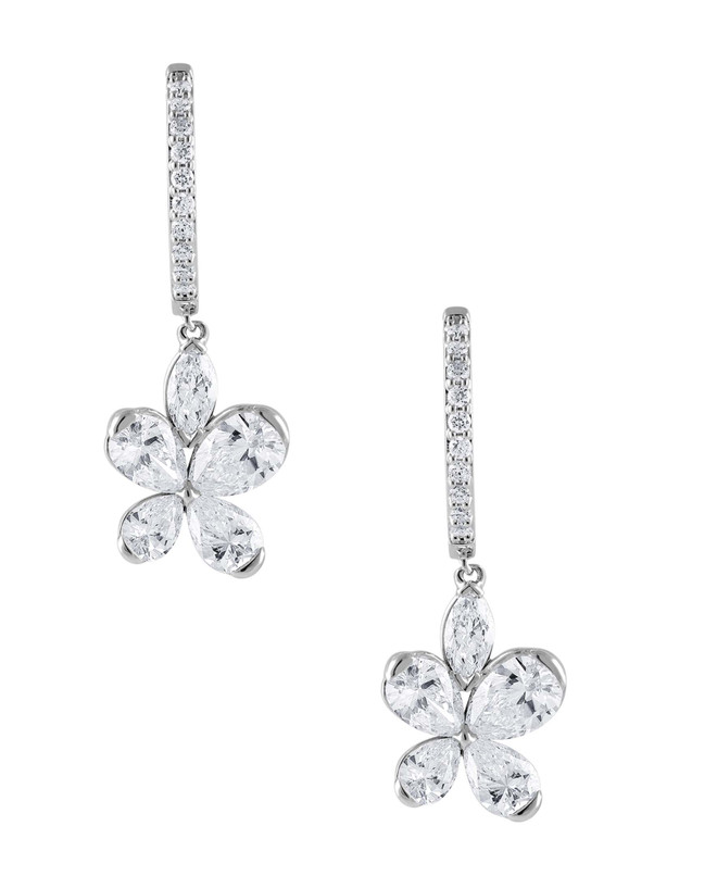 Badgley Mischka Diamond Butterfly Drop Hoop Earrings