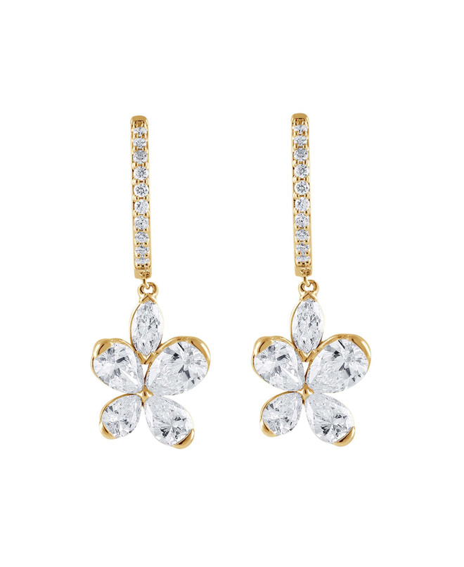 badgley mischka Diamond Butterfly Drop Hoop Earrings