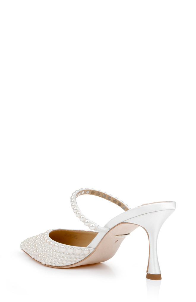 Badgley Mischka Duchess Pointed Toe Pearl Heeled Mules
