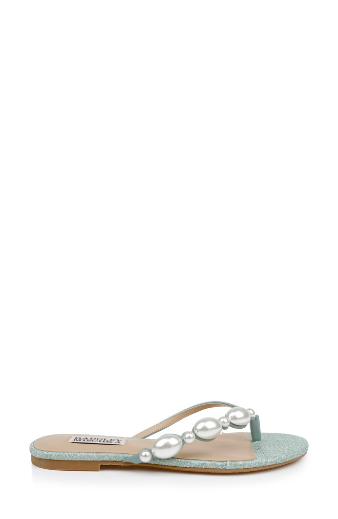 Badgley Mischka Dyana Pearl Embellished Thong Sandals
