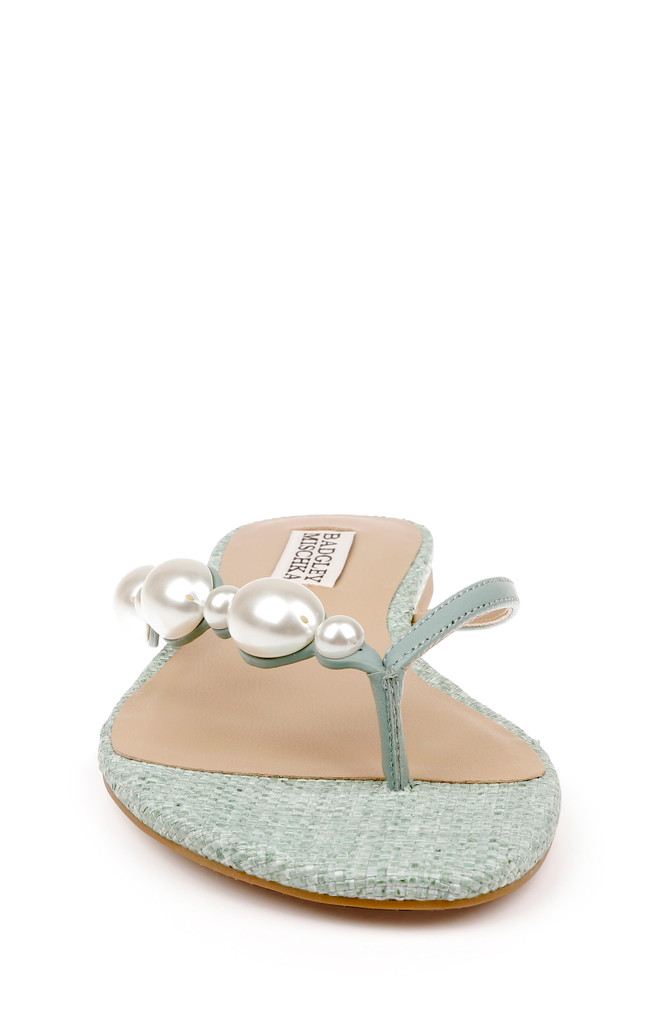 Badgley Mischka Dyana Pearl Embellished Thong Sandals