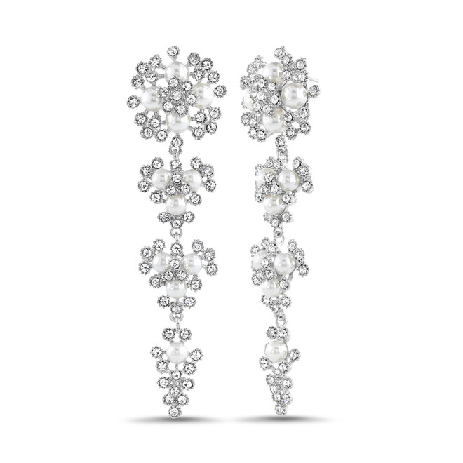 badgley mischka Elegant Floral Drop Earrings with Pearls and Gemstones