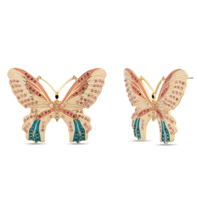badgley mischka Enamel Butterfly Rhinestone Earrings