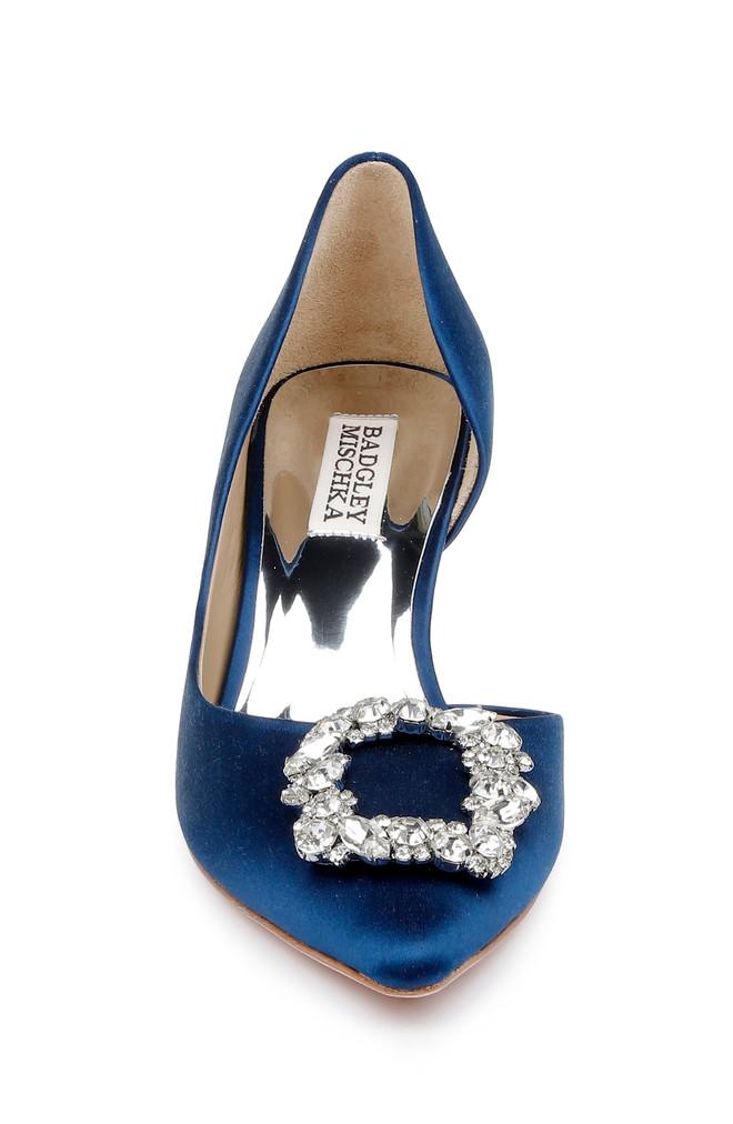 Badgley Mischka Fabia II Kitten Heels With Crystal Buckle