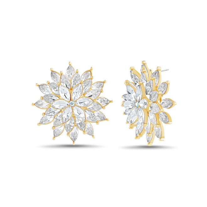 badgley mischka Floral Marquise-Cut Clear Stone Stud Earrings