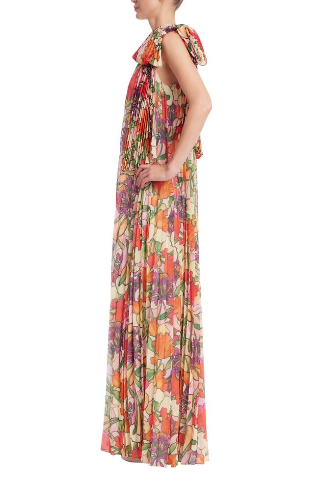 Badgley Mischka Floral Print One-Shoulder Maxi Dress