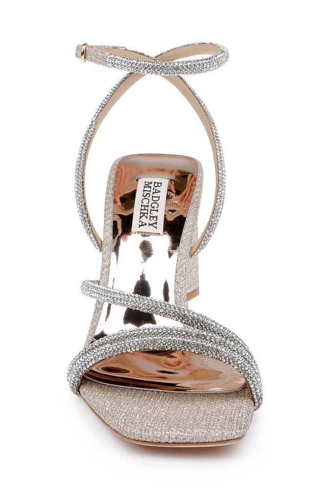 Badgley Mischka Freedom Glitter Block Heel With Bejeweled Straps