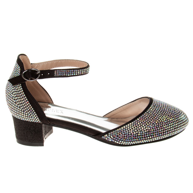 Badgley Mischka Girls’ Studded Block Heeled 2-Piece Dress Shoe