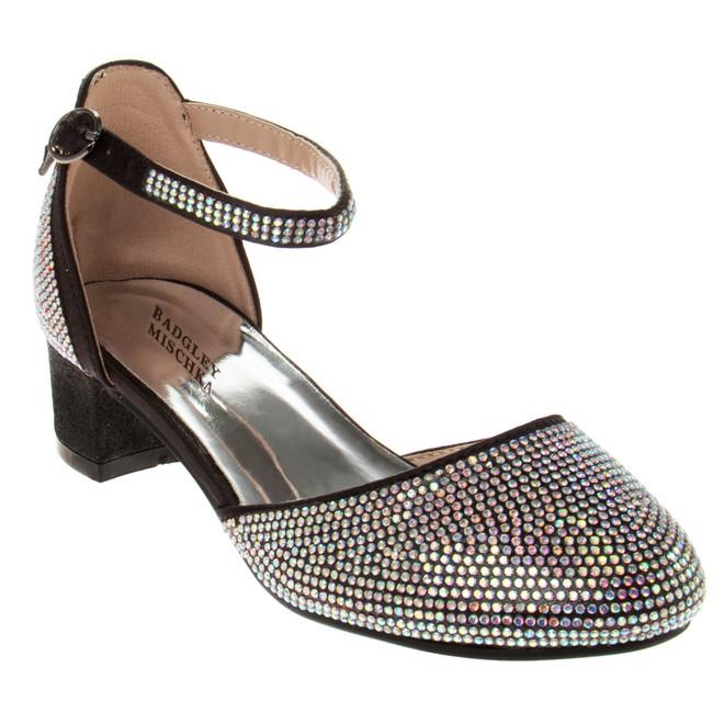 badgley mischka Girls’ Studded Block Heeled 2-Piece Dress Shoe