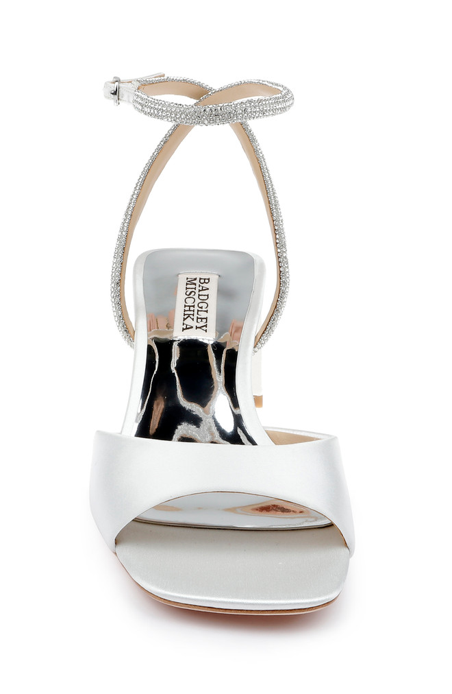 Badgley Mischka Infinity Satin Block Heels With Ankle Strap