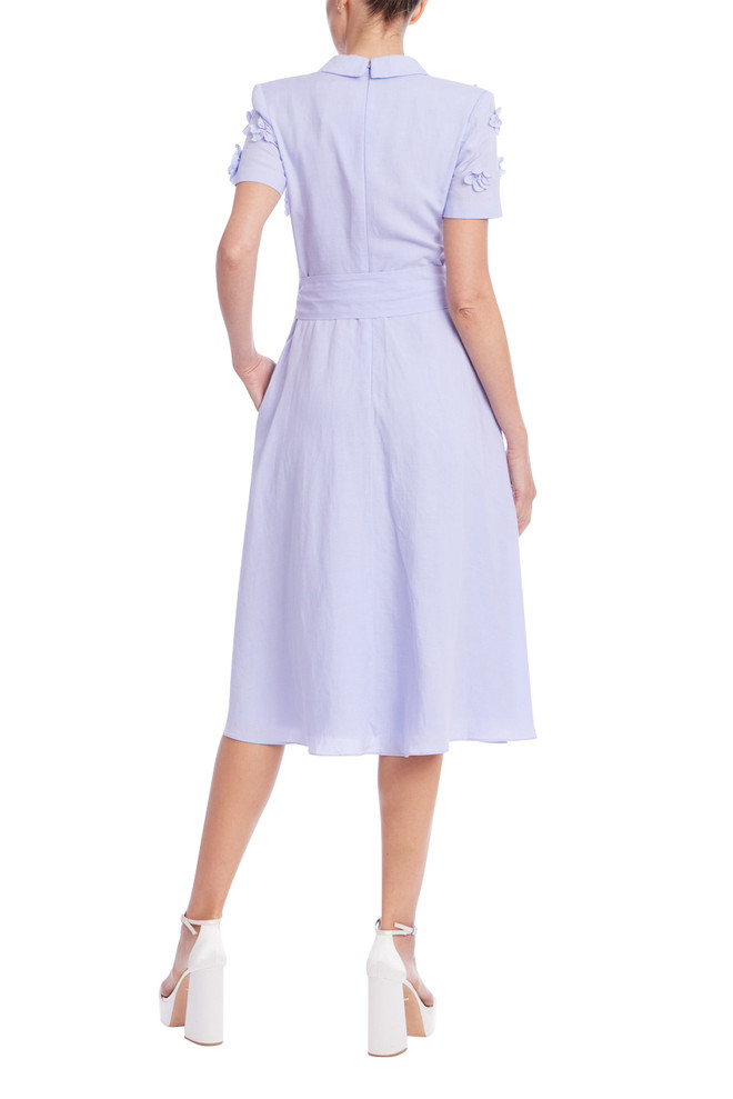 Badgley Mischka Lavender Bloom Embroidered Midi Dress