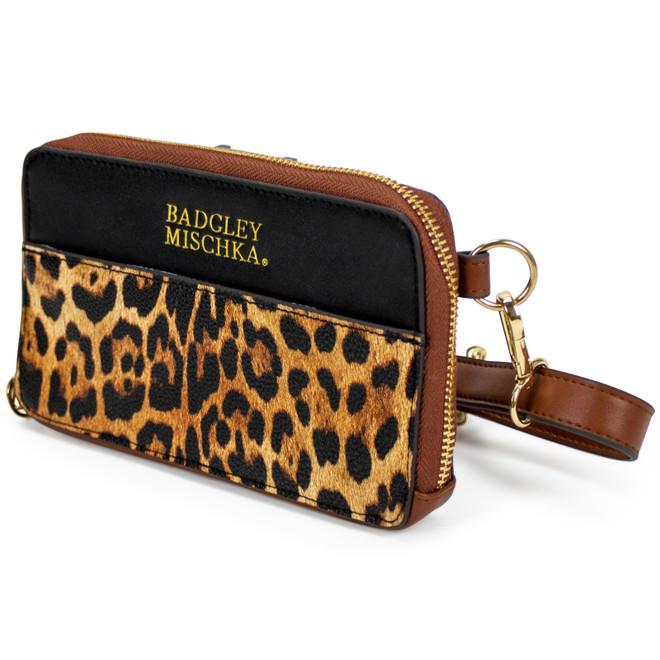 badgley mischka Leopard Vegan Leather Pouch Belt Bag