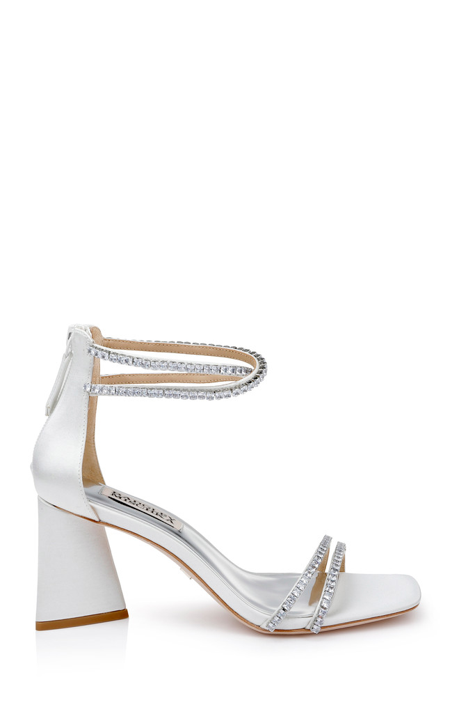 Badgley Mischka Lillie Crystal Dual-Strapped Block Heels