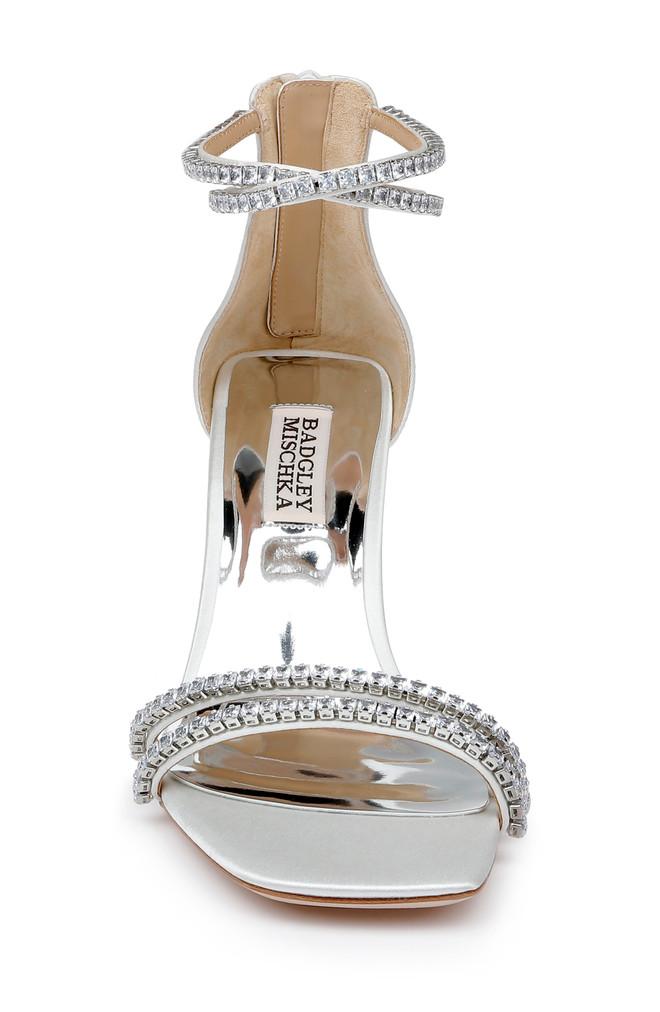 Badgley Mischka Lillie Crystal Dual-Strapped Block Heels