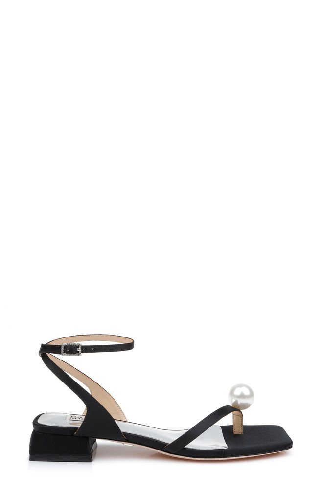 Badgley Mischka Lola Pearl Toe Sandal With Block Heel