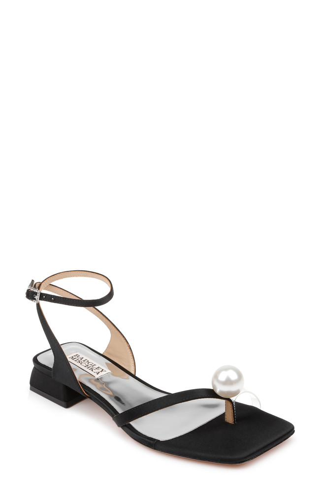 badgley mischka Lola Pearl Toe Sandal with Block Heel