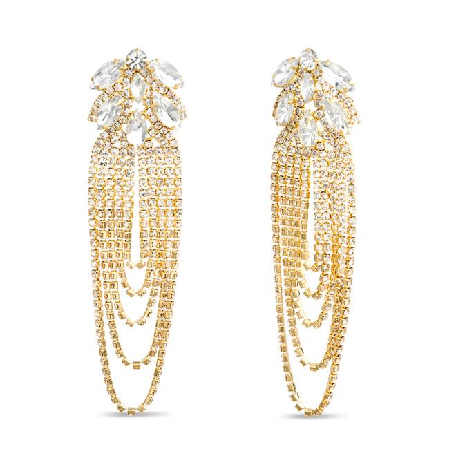 badgley mischka Oversized Loop Fringe Statement Earrings