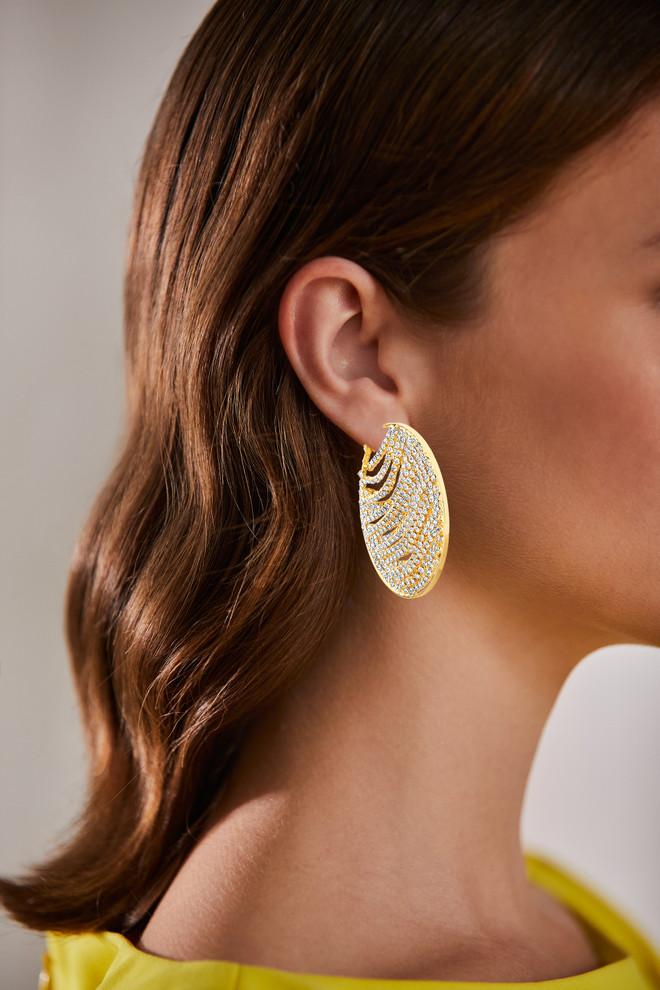 Badgley Mischka Rhinestone Chain Covered Hoop Earrings