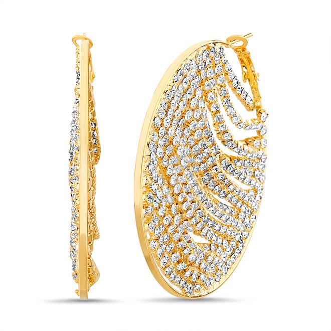 badgley mischka Rhinestone Chain Covered Hoop Earrings