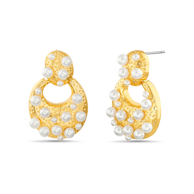 badgley mischka Scattered Pearl Door Knocker Earrings
