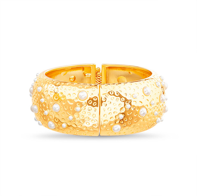 badgley mischka Scattered Pearl Statement Hinge Bracelet