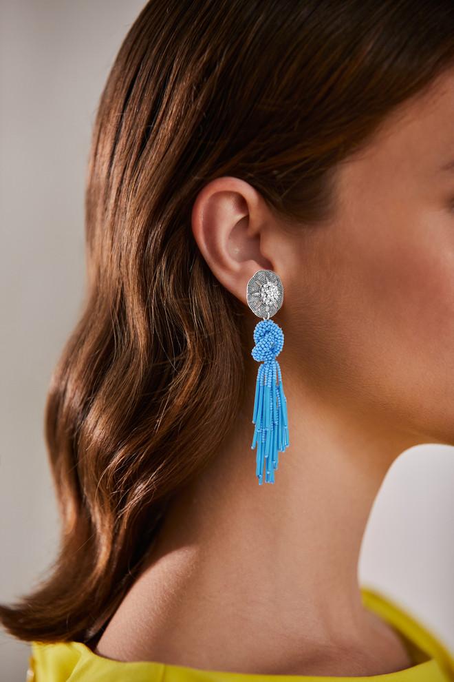 Badgley Mischka Seed Bead Earrings With Knotted Tassel
