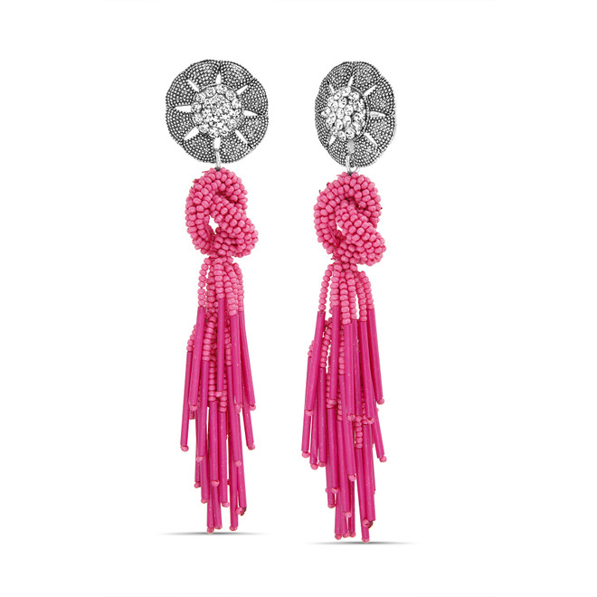 Badgley Mischka Seed Bead Earrings With Knotted Tassel