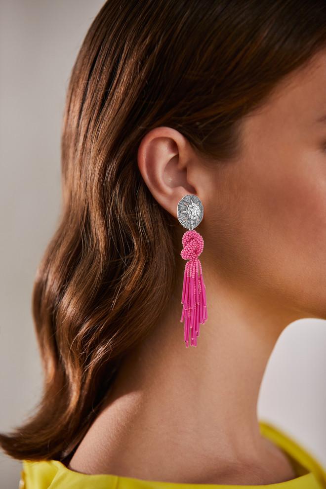 Badgley Mischka Seed Bead Earrings With Knotted Tassel