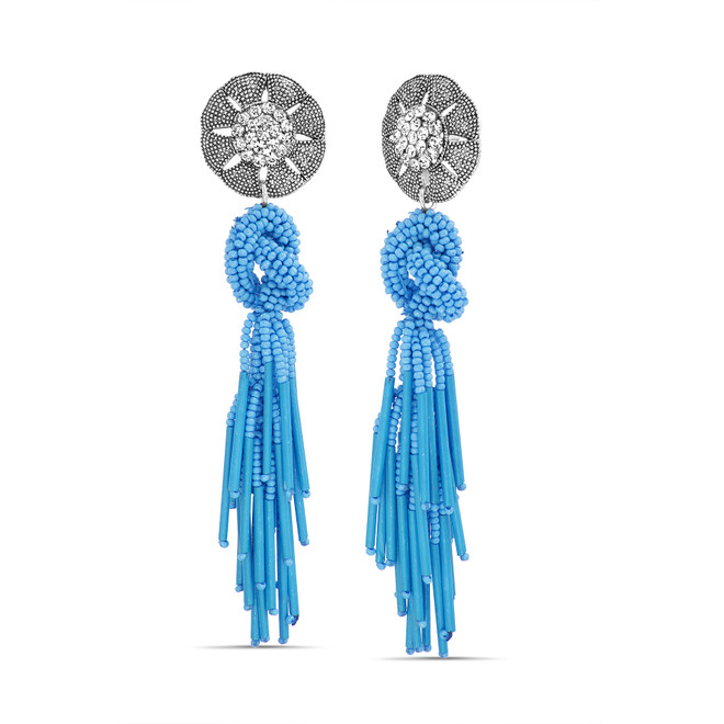 badgley mischka Seed Bead Earrings with Knotted Tassel