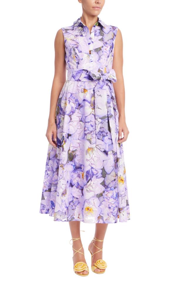 badgley mischka Sleeveless Printed Lace A-Line Dress