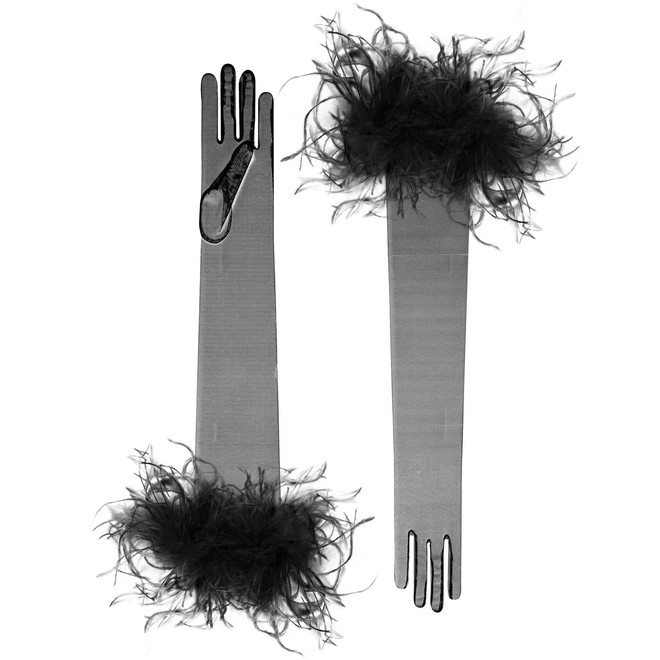 Badgley Mischka Sofia Tulle And Feather Opera Glove