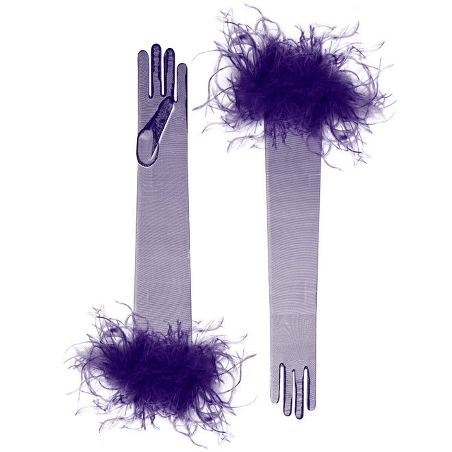 Badgley Mischka Sofia Tulle And Feather Opera Glove