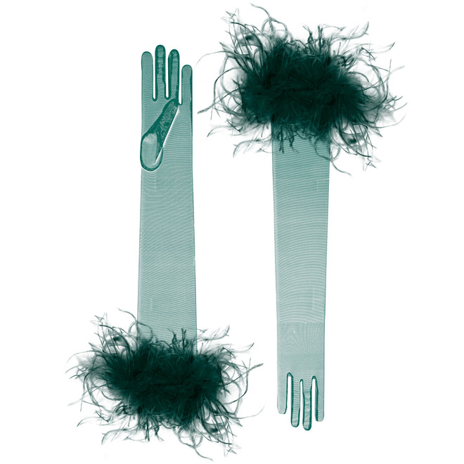 badgley mischka Sofia Tulle and Feather Opera Glove