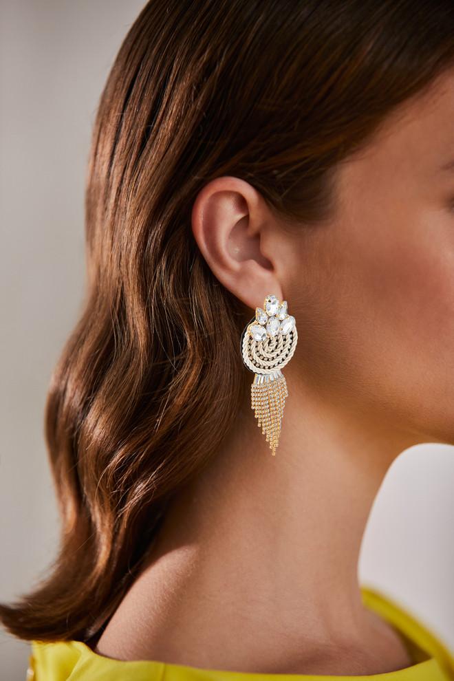 Badgley Mischka Stone Encrusted Braided Rope Earrings