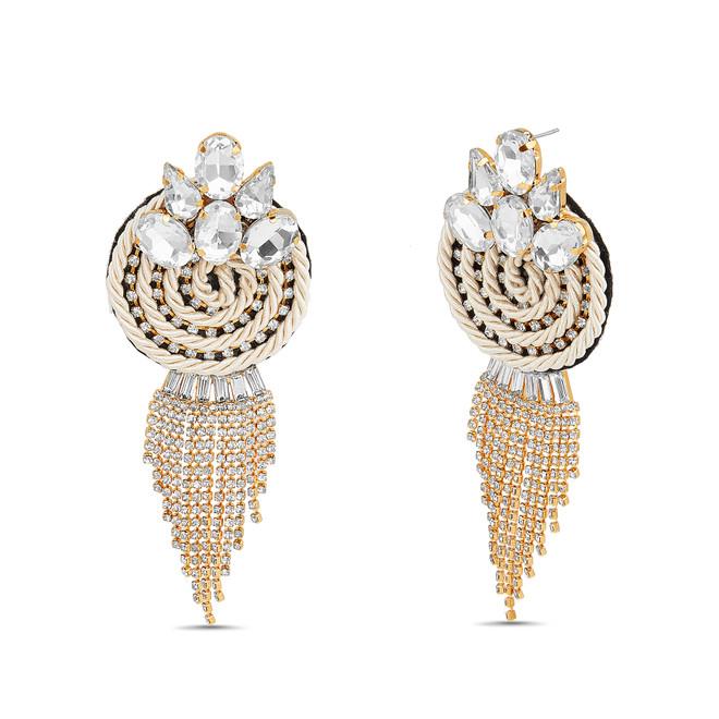 badgley mischka Stone Encrusted Braided Rope Earrings