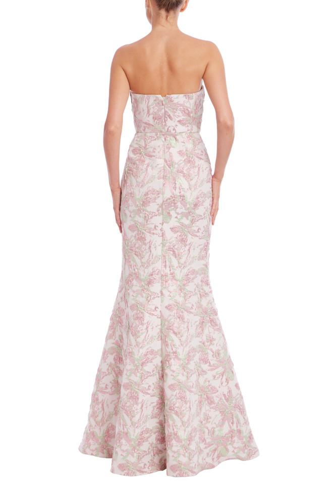 Badgley Mischka Strapless Floral Jacquard Mermaid Gown