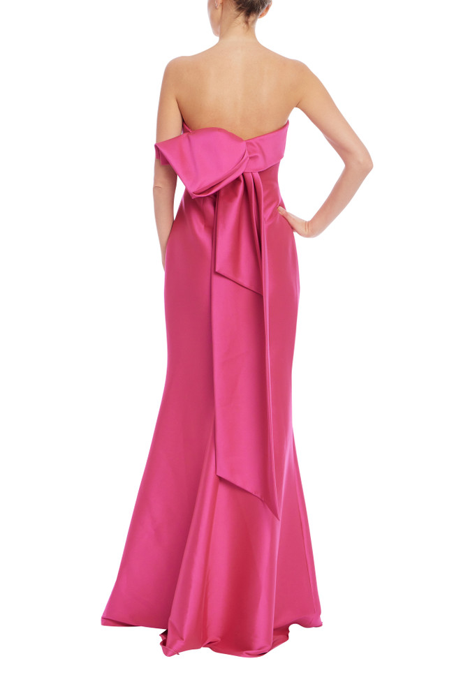 Badgley Mischka Strapless Mermaid Gown With Bow Back
