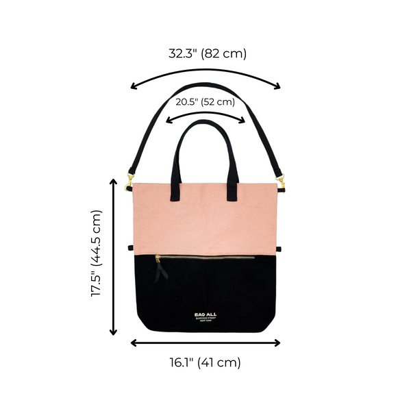 Bag All 3 Way Tote Cross Body Hand Held Folded Pink/Black New York